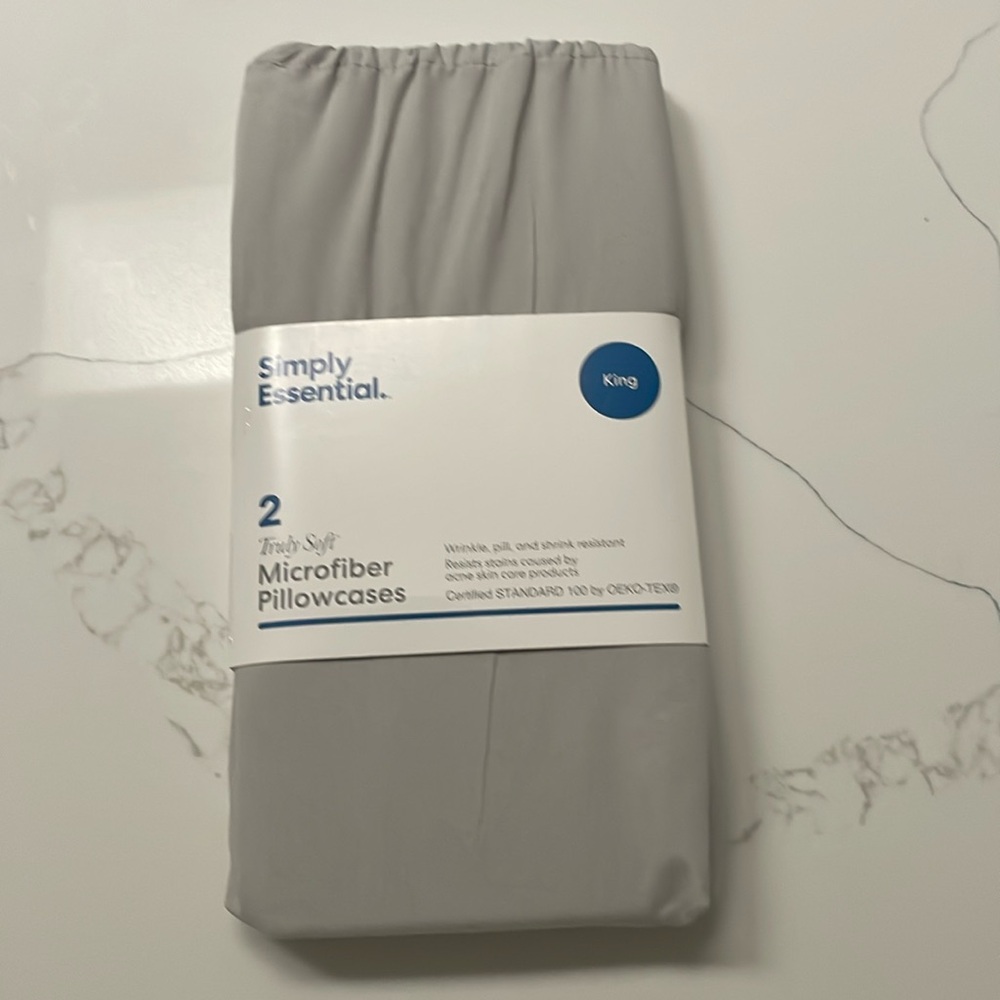 Simply Essential set of 2 truly soft king pillowcases grey